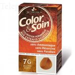 Color & soin n°7G blond doré flacon 60ml de teinture + flacon 60ml de fixateur + un sachet 15ml de baume capillaire + gants